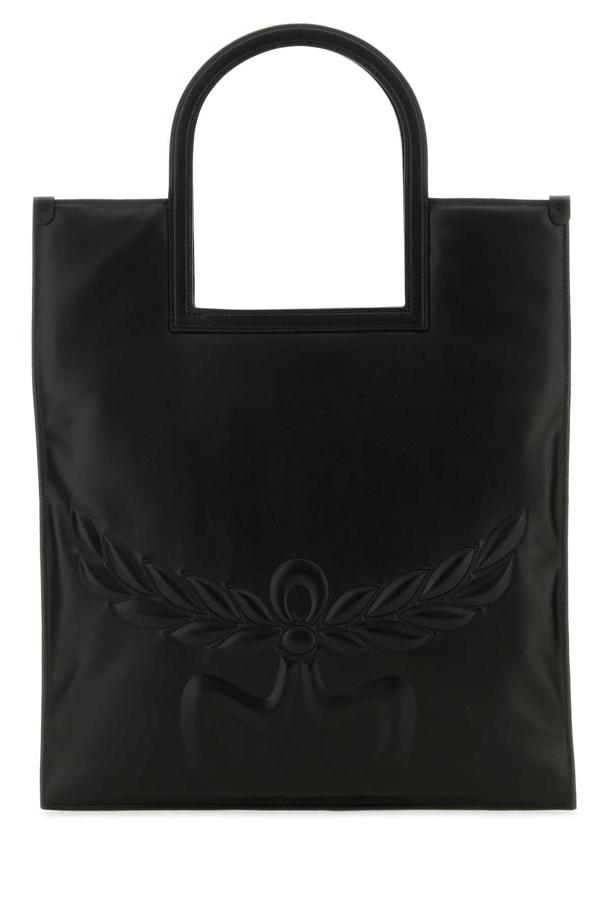 Mcm Women Black Nappa Leather Aren Shopping Bag