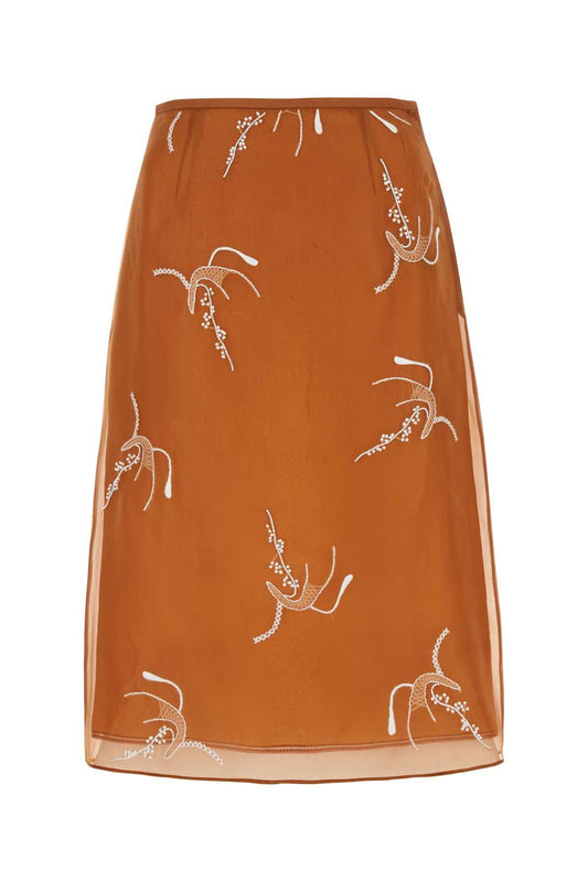 Prada Women Copper Organza Skirt