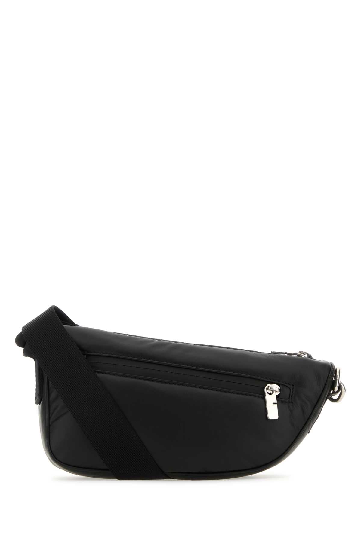 Burberry Men Black Leather Shield Crossbody Bag - JUSTLUXURY