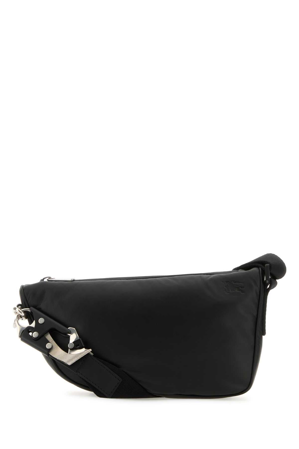 Burberry Men Black Leather Shield Crossbody Bag - JUSTLUXURY