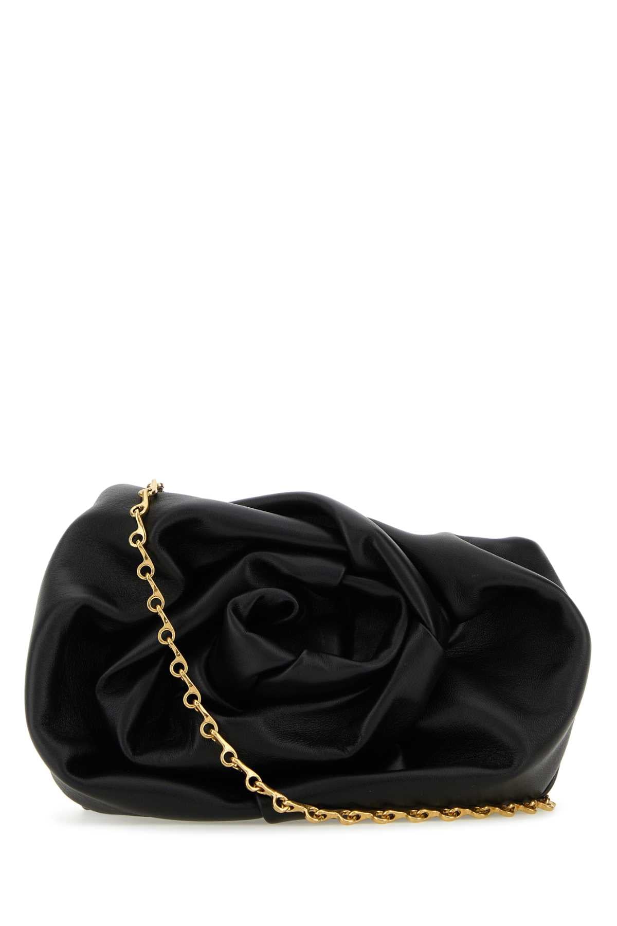 Burberry Women Black Nappa Leather Rose Clutch - JUSTLUXURY