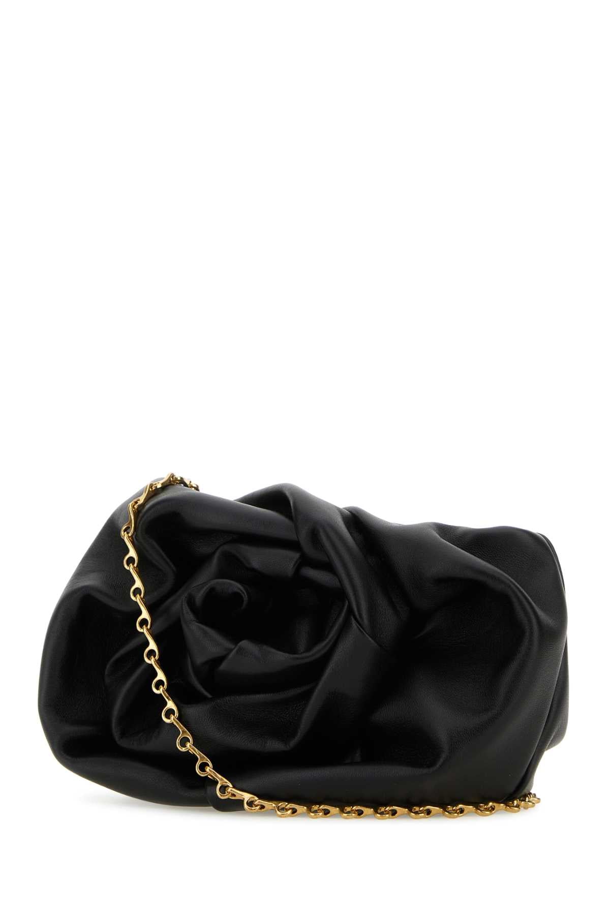 Burberry Women Black Nappa Leather Rose Clutch - JUSTLUXURY