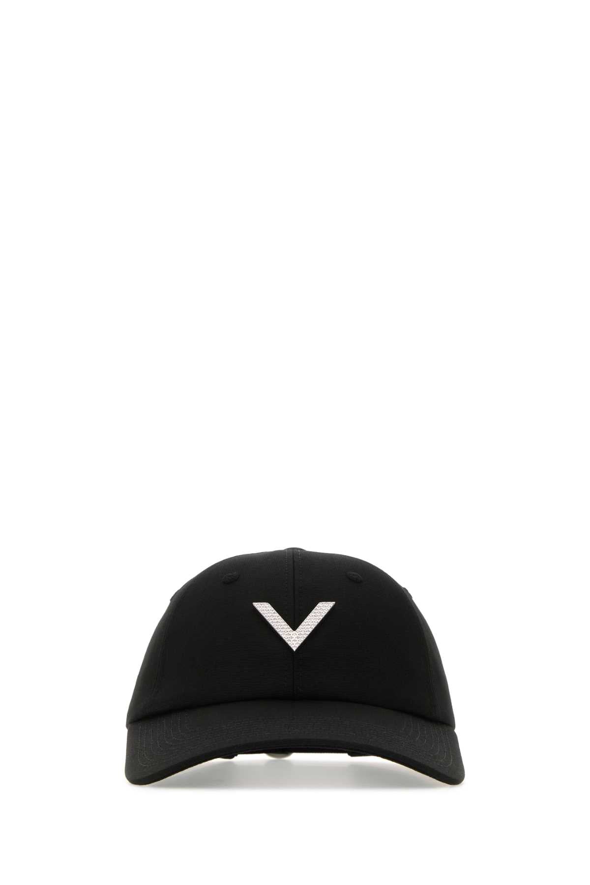 Valentino Garavani Women Black Stretch Cotton Baseball Cap