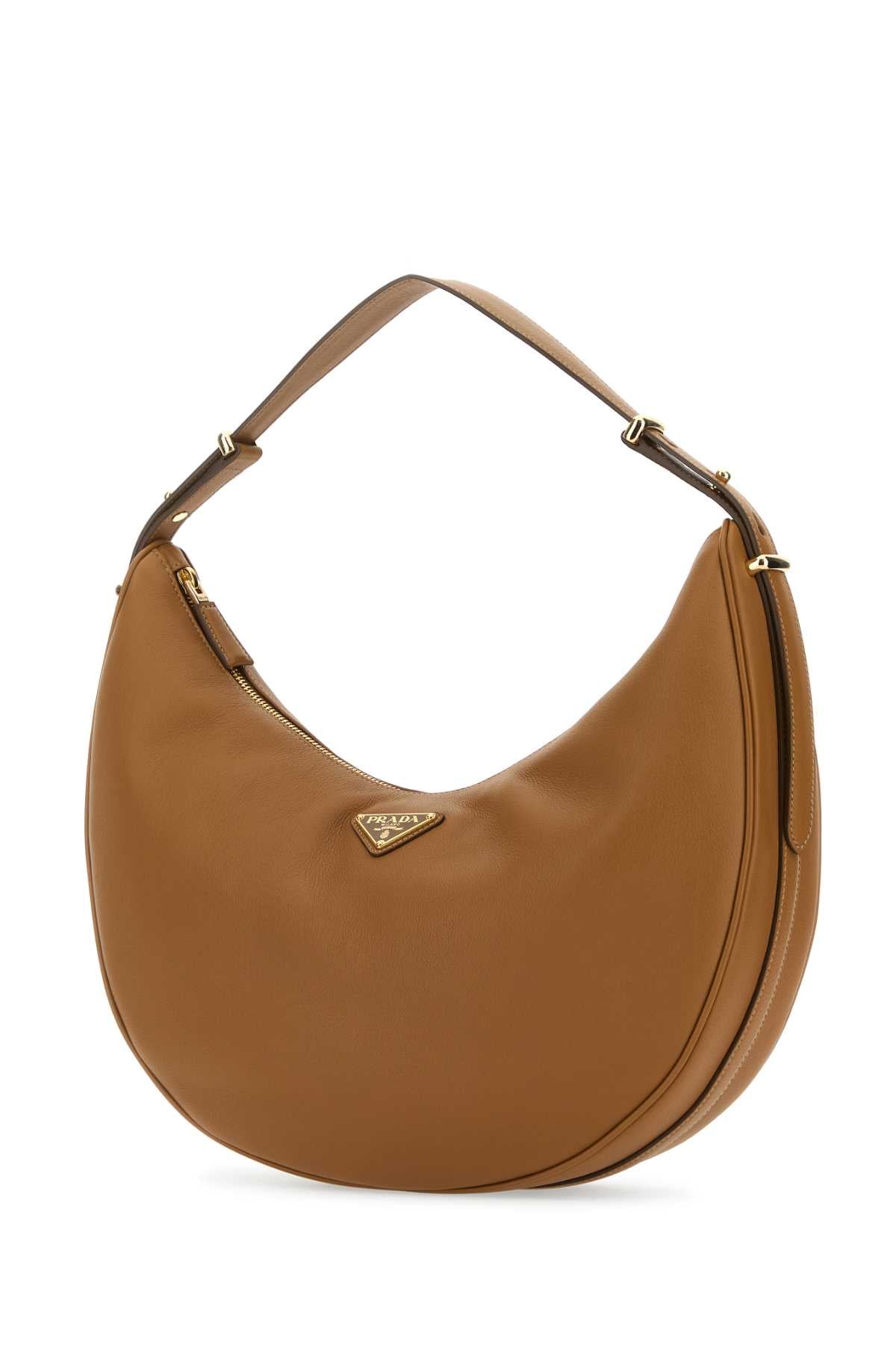 Prada Women Caramel Leather Big Arquã¨ Handbag