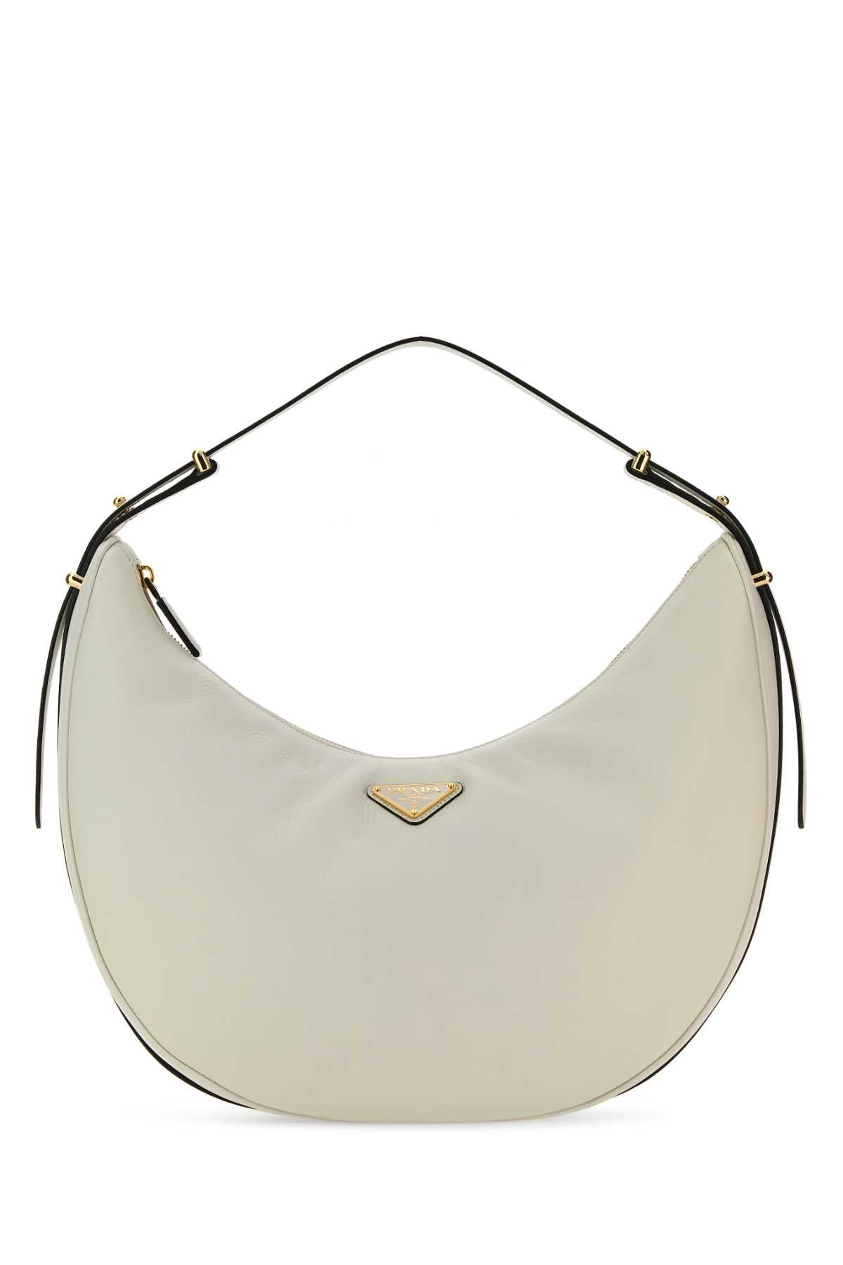 Prada Women White Leather Big Arquã¨ Handbag