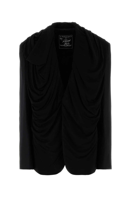 Y Project Women Black Stretch Twill Oversize Blazer