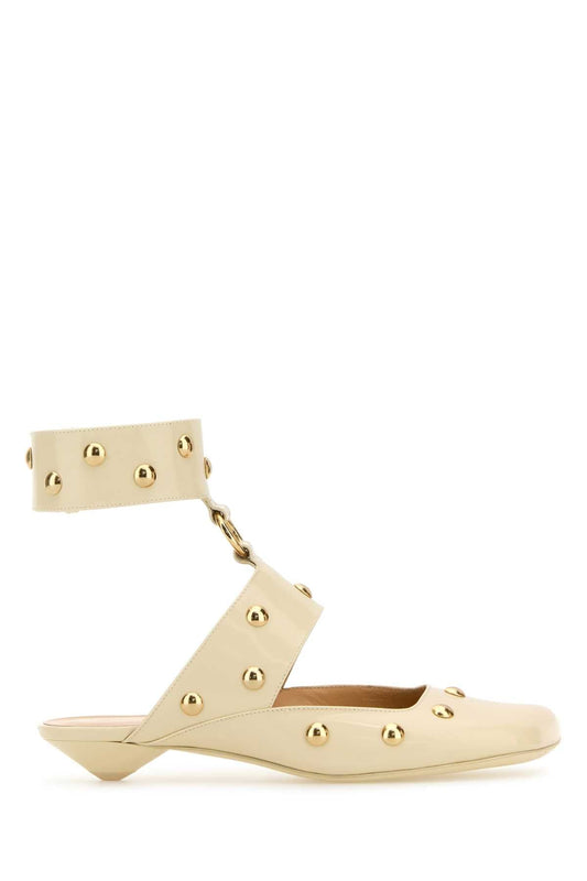 Chloe Women Ivory Leather Jade Sabot