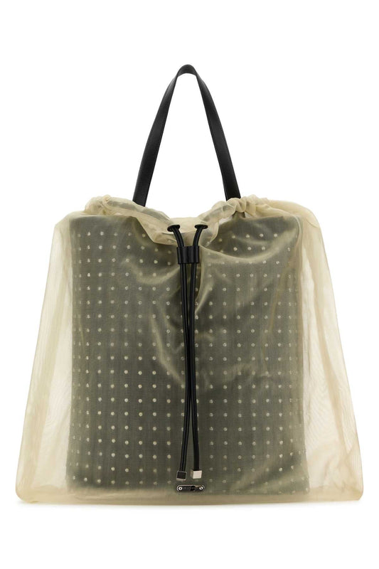 Alexander Mcqueen Women Two-Tone Leather And Tulle Nebula Shopping Bag