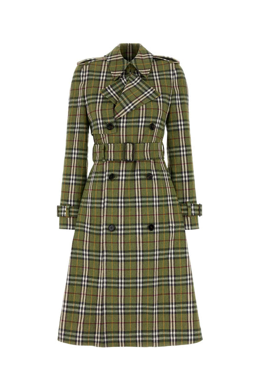 Burberry Women Embroidered Stretch Linen Trench Coat