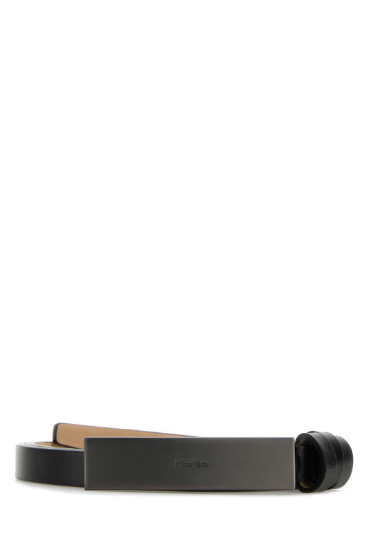 Max Mara Women Black Leather Newplate15 Belt