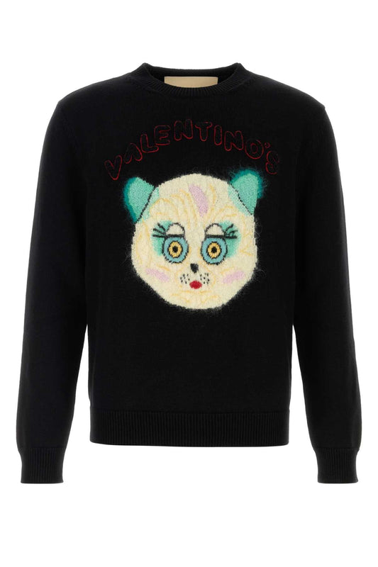 Valentino Garavani Men Black Cotton Bled Sweater