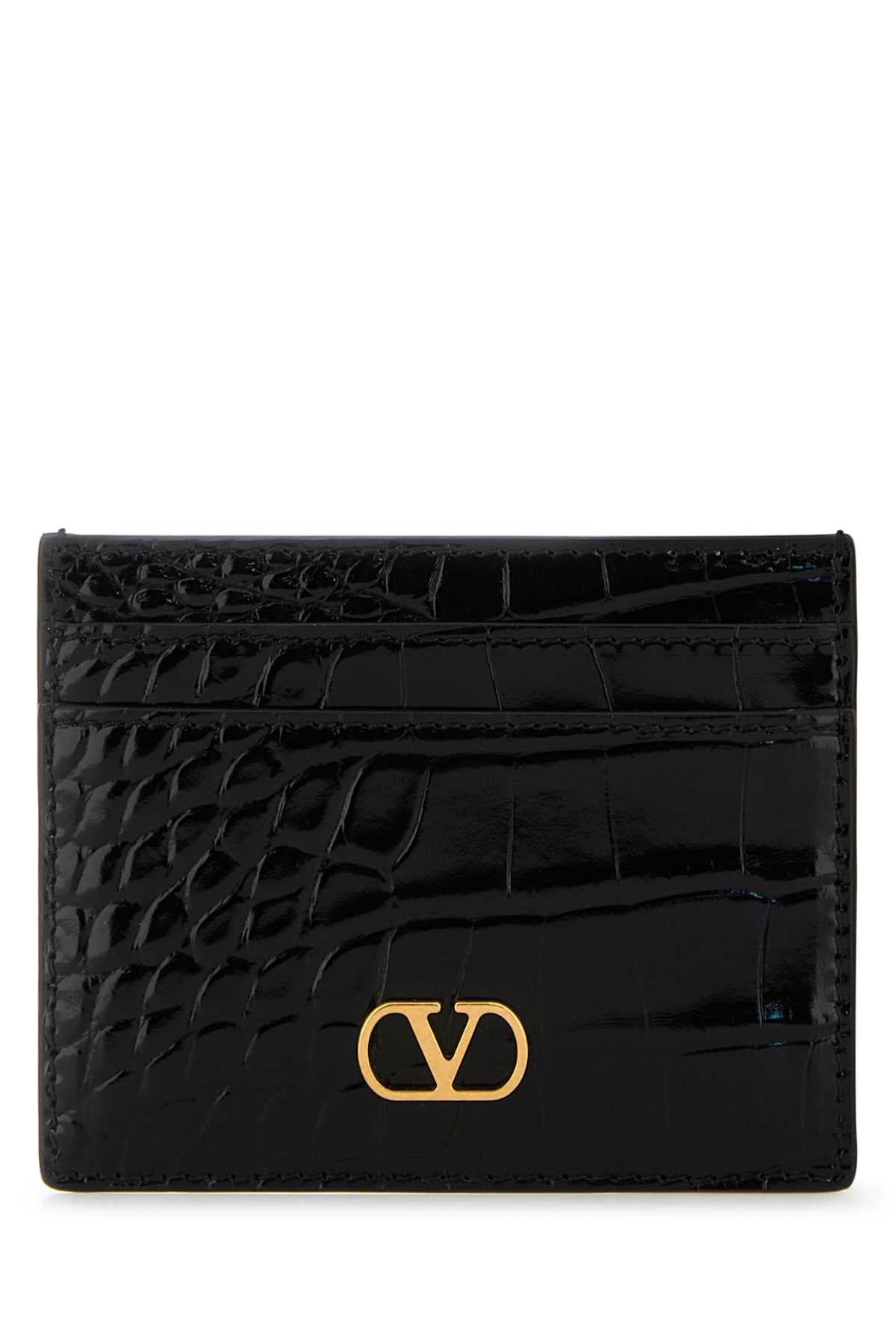 Valentino Garavani Women Black Leather Vlogo Card Holder