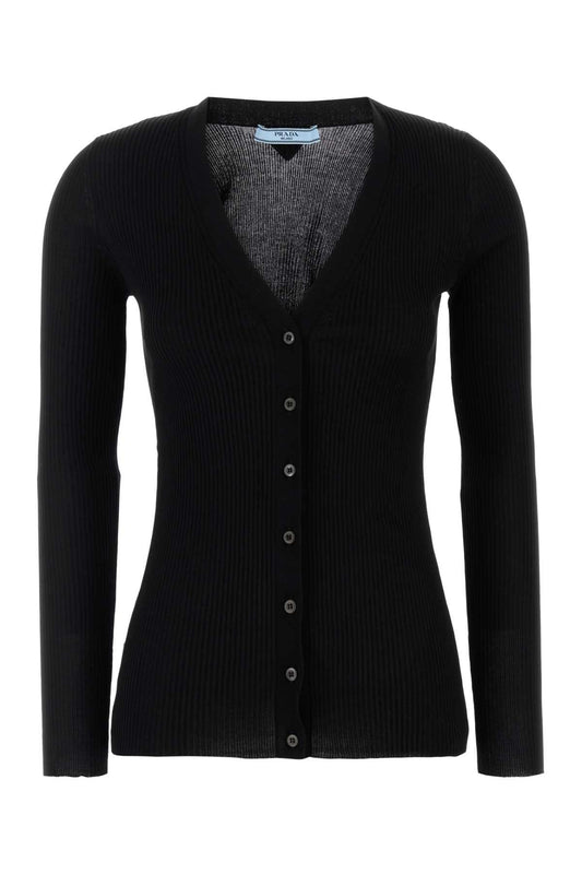 Prada Women Black Cotton Cardigan