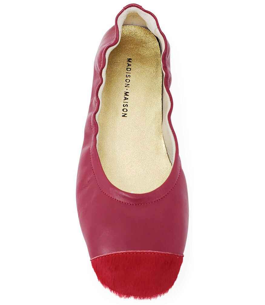 Red Calf Hair Tip Ballet Flat