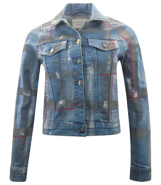 Light Blue / Brown Cotton Barbara Slim Jean Jacket