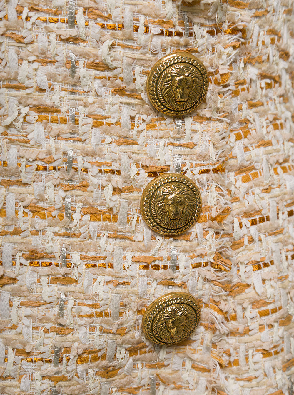 Balmain Women Beige Tweed Skirt With Front Golden Buttons In Cotton Blend Woman