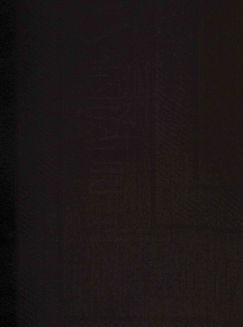 Saint Laurent Men Black Scarf With Jacquard Logo And Fringed Hem In Wool And Silk Man