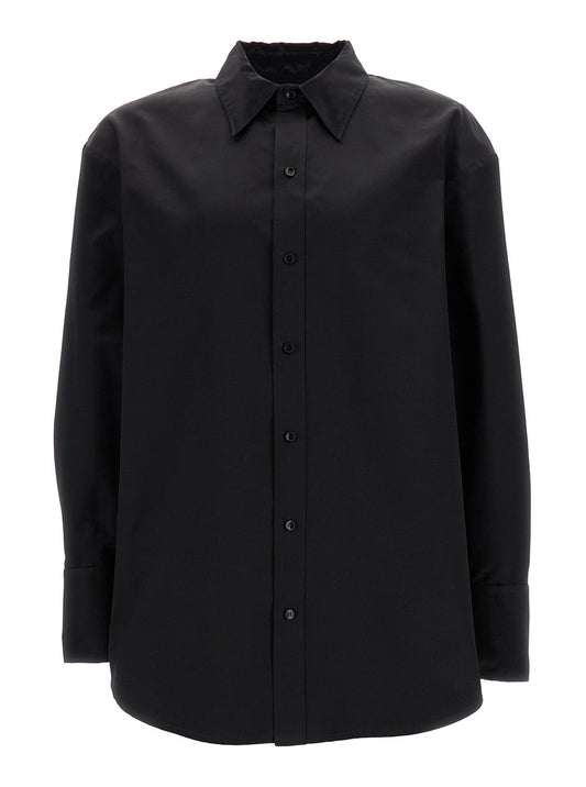 Saint Laurent Men Black Oversize Satin Shirt In Silk Man
