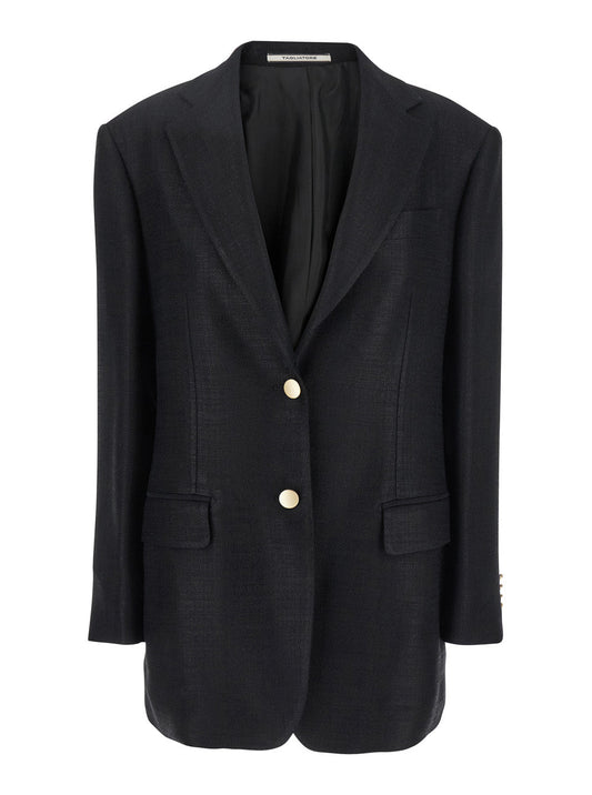 Tagliatore Women Black Jacket With Pointed Lapels And Front Pockets In Viscose Blend Woman