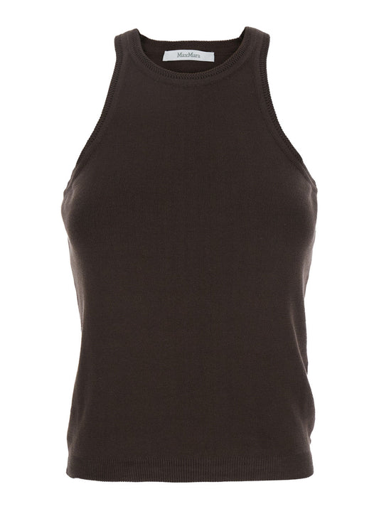 Max Mara Women 'Arness' Black Sleeveless Top With Halterneck In Cotton Woman