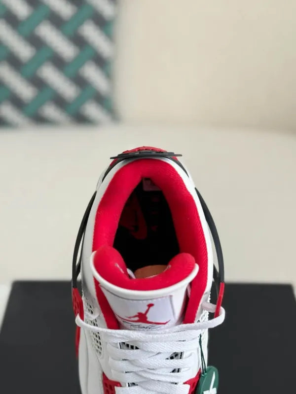 Air Jordan 4 Retro “Fire Red” Sneakers – White, Red & Black