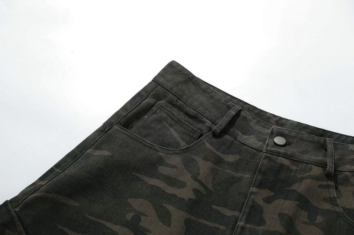 Camo Wide-Leg Cargo Pants