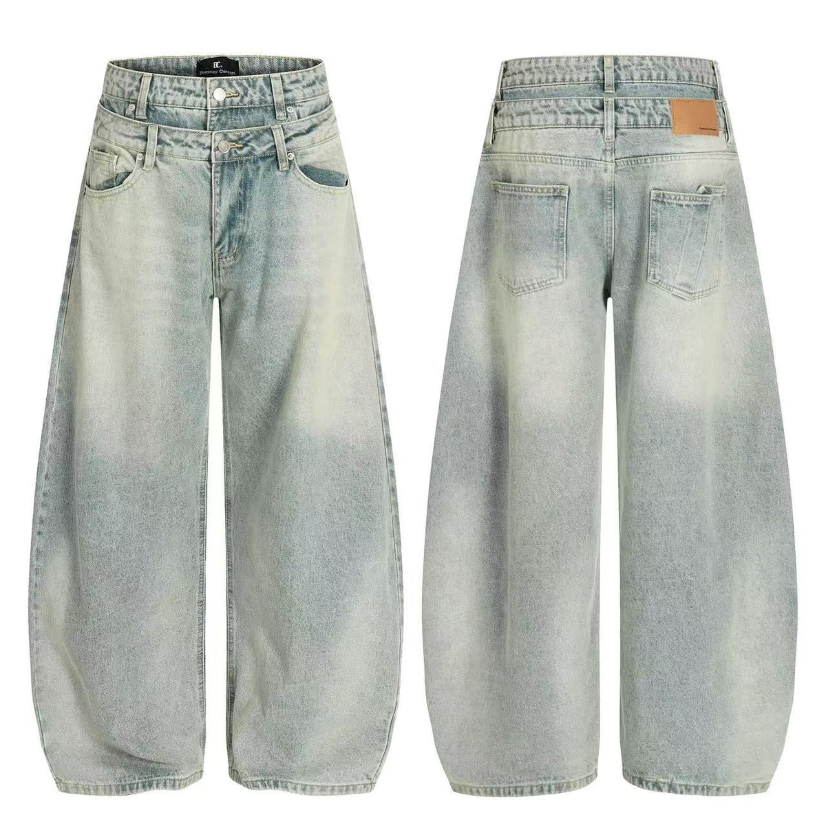 Retro Washed Wide-Leg Baggy Jeans