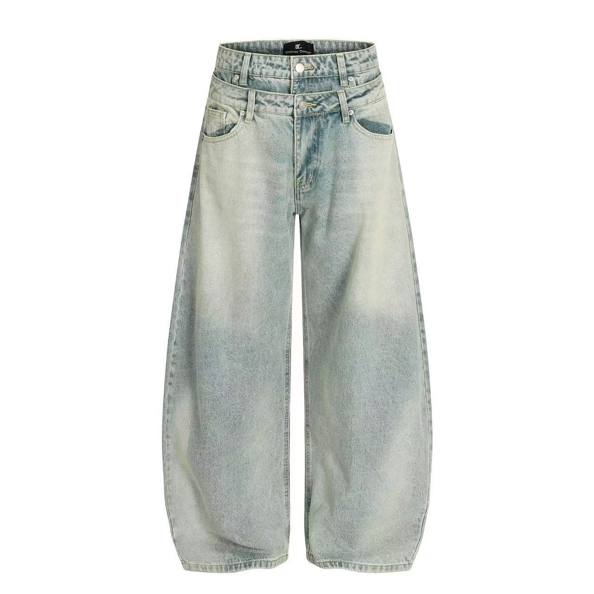 Retro Washed Wide-Leg Baggy Jeans