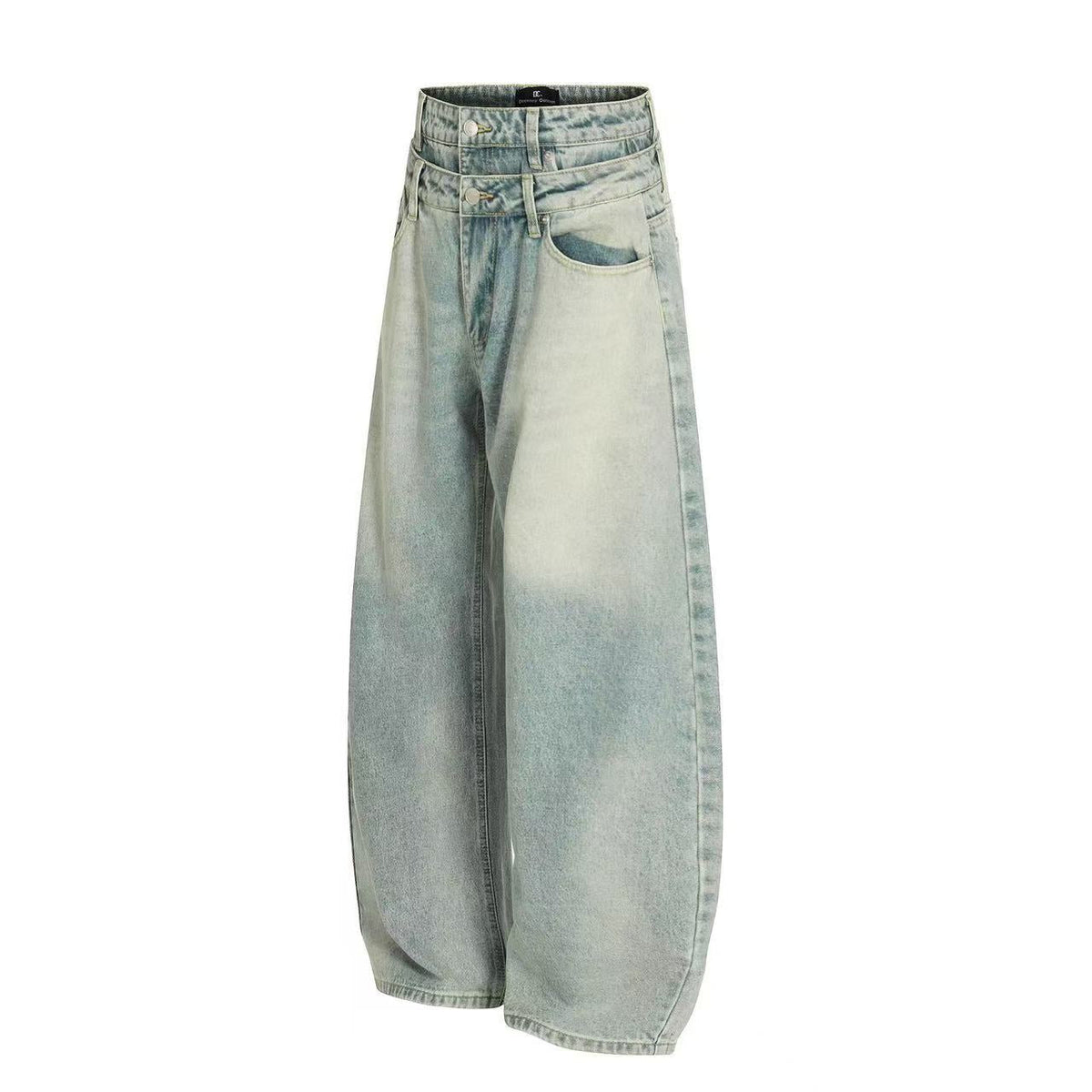 Retro Washed Wide-Leg Baggy Jeans