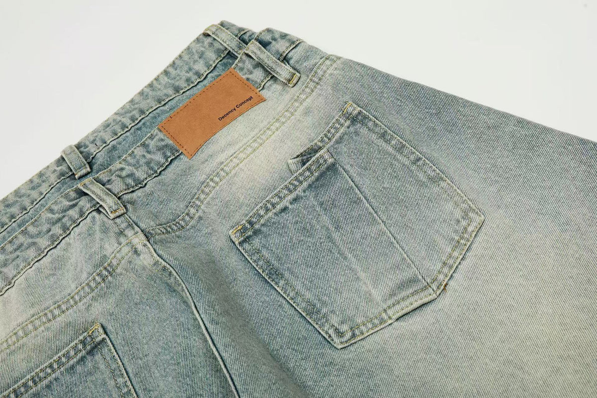 Retro Washed Wide-Leg Baggy Jeans