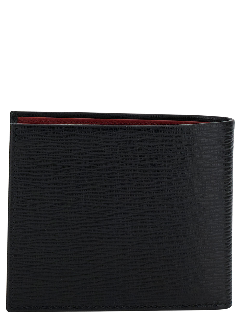 Ferragamo Men Black 'Revival' Gancini Wallet In Hammered Leather For Men