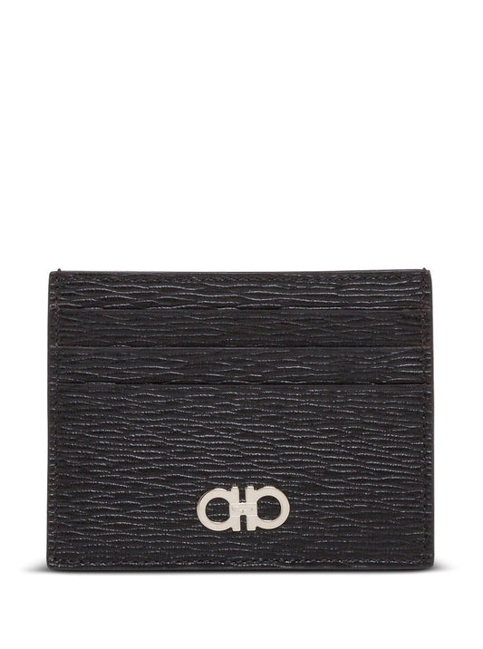 Ferragamo Men 'Revival' Black Cardholder With Gancini Buckle On The Front In Leather Man