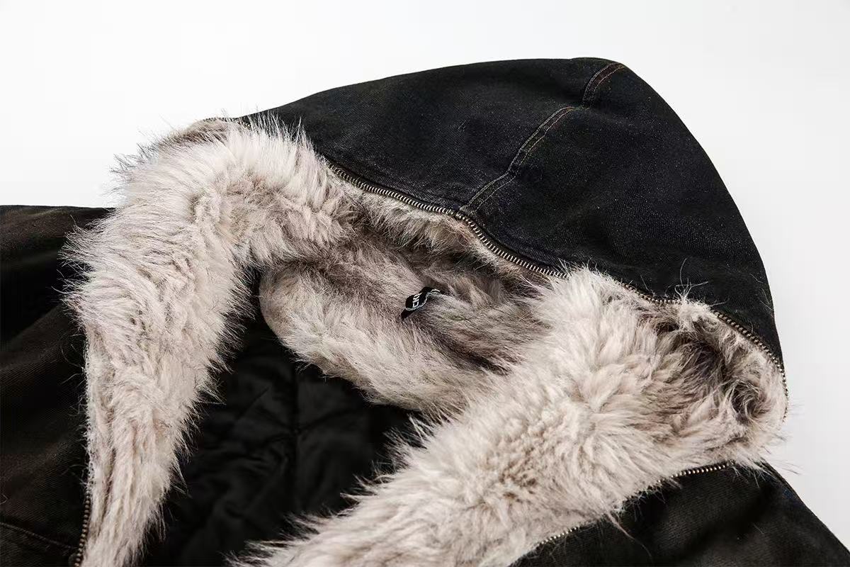 Vintage Washed Sherpa-Lined Denim Jacket