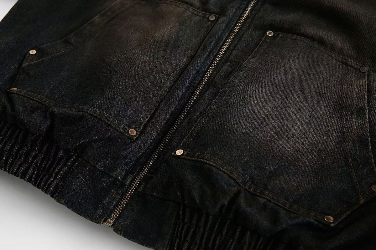 Vintage Washed Sherpa-Lined Denim Jacket