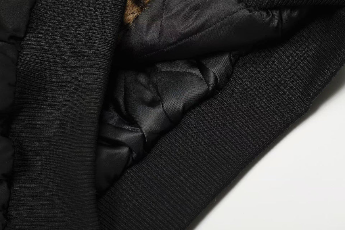 Faux Fur Leopard-Print-Lined Hooded Jacket