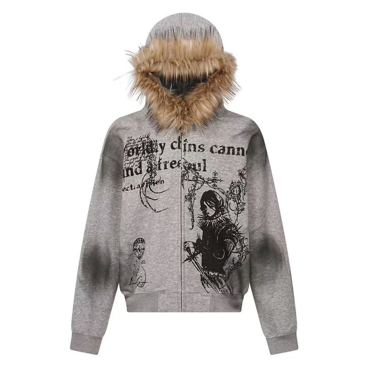 Street Style Retro Printed Zip-Up Hoodie