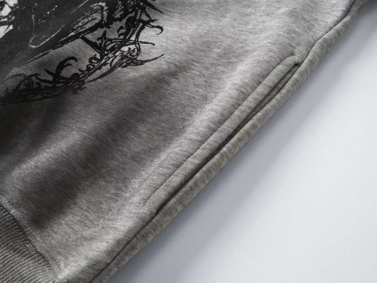 Street Style Retro Printed Zip-Up Hoodie