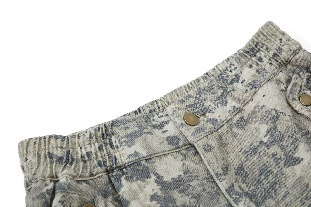 Multi-Pocket Camo Wide-Leg Cargo Pants