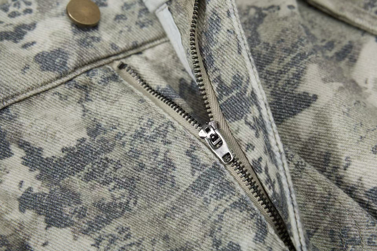 Multi-Pocket Camo Wide-Leg Cargo Pants