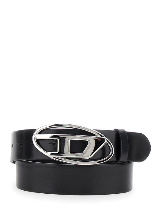 Diesel Women 1Dr Belt With Logo Buckle In Black Leather For Women