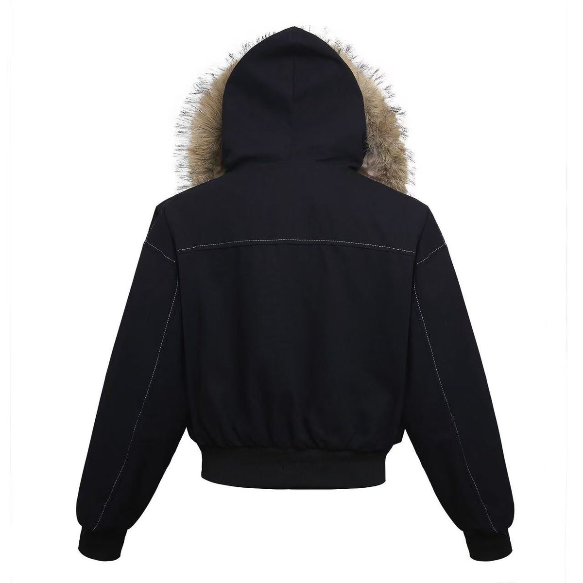 Vintage Top-Stitch Paneled Padded Hooded Jacket