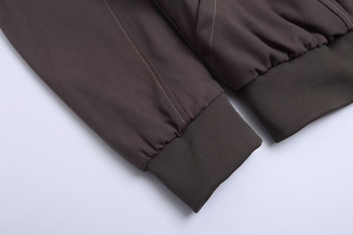 Vintage Top-Stitch Paneled Padded Hooded Jacket