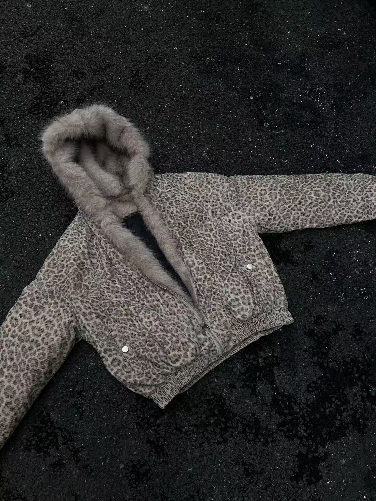 Leopard-Print Faux-Fur Hooded Jacket