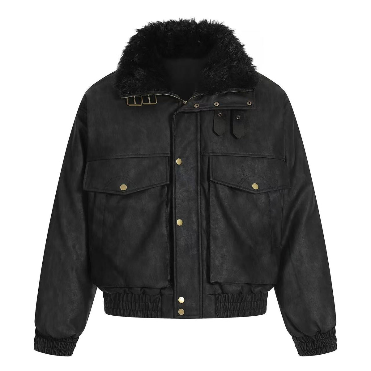 PU Leather Bomber Jacket