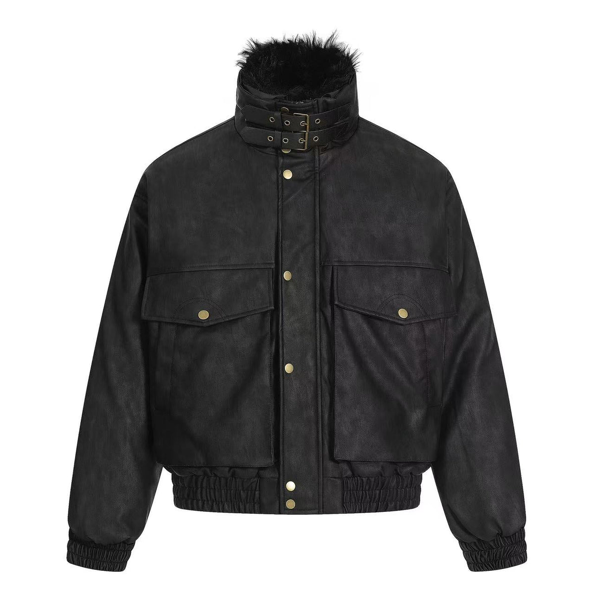 PU Leather Bomber Jacket