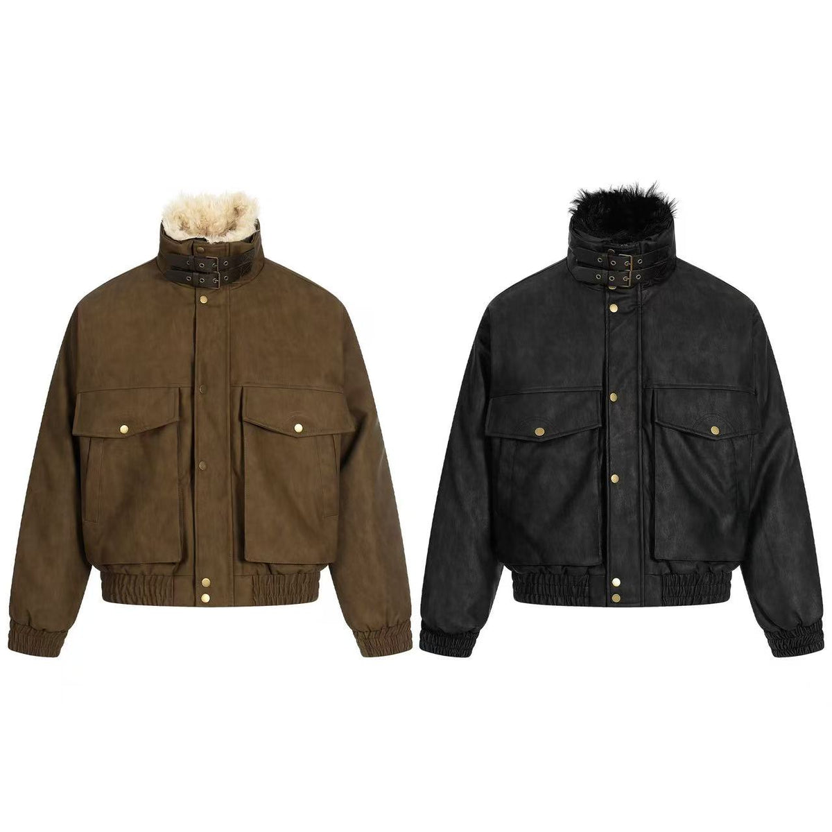 PU Leather Bomber Jacket