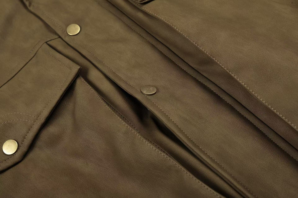PU Leather Bomber Jacket
