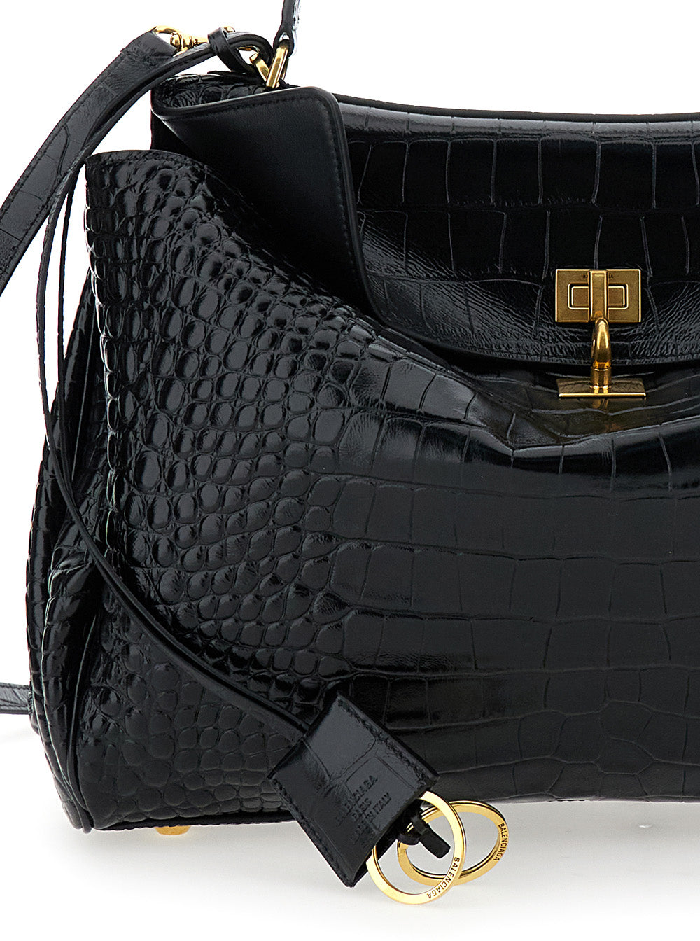 Balenciaga Women Handbag 'Rodeo' With Removable Shoulder Strap In Black Leather For Women