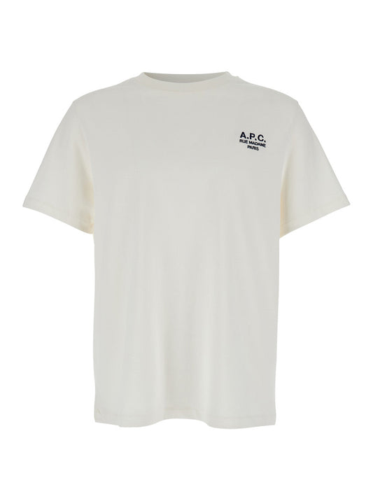 A.P.C. Men White Crewneck T-Shirt With Logo Embroidered On The Front In Cotton Man