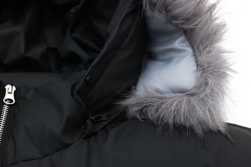 Detachable-Fur-Collar Padded Hooded Jacket